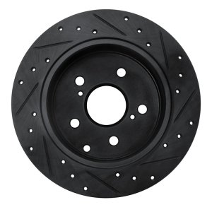 Pontiac Vibe Brake Rotor (1) - Rear Left - R1 Concepts - Drilled & Slotted - Black - `09-`13